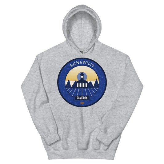 Harbor Blue & Gold Game Day Hoodie in sport grey, front