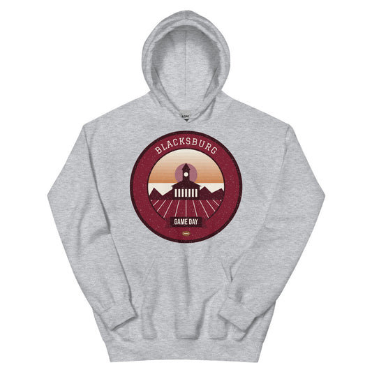 Maroon & Burnt Orange Limestone Game Day Hoodie in sport grey, front