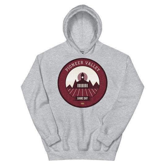 Maroon Pioneer Valley Game Day Hoodie in sport grey, front