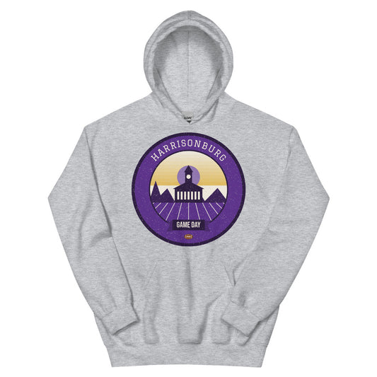 Purple & Gold Shenandoah Game Day Hoodie in sport grey, front