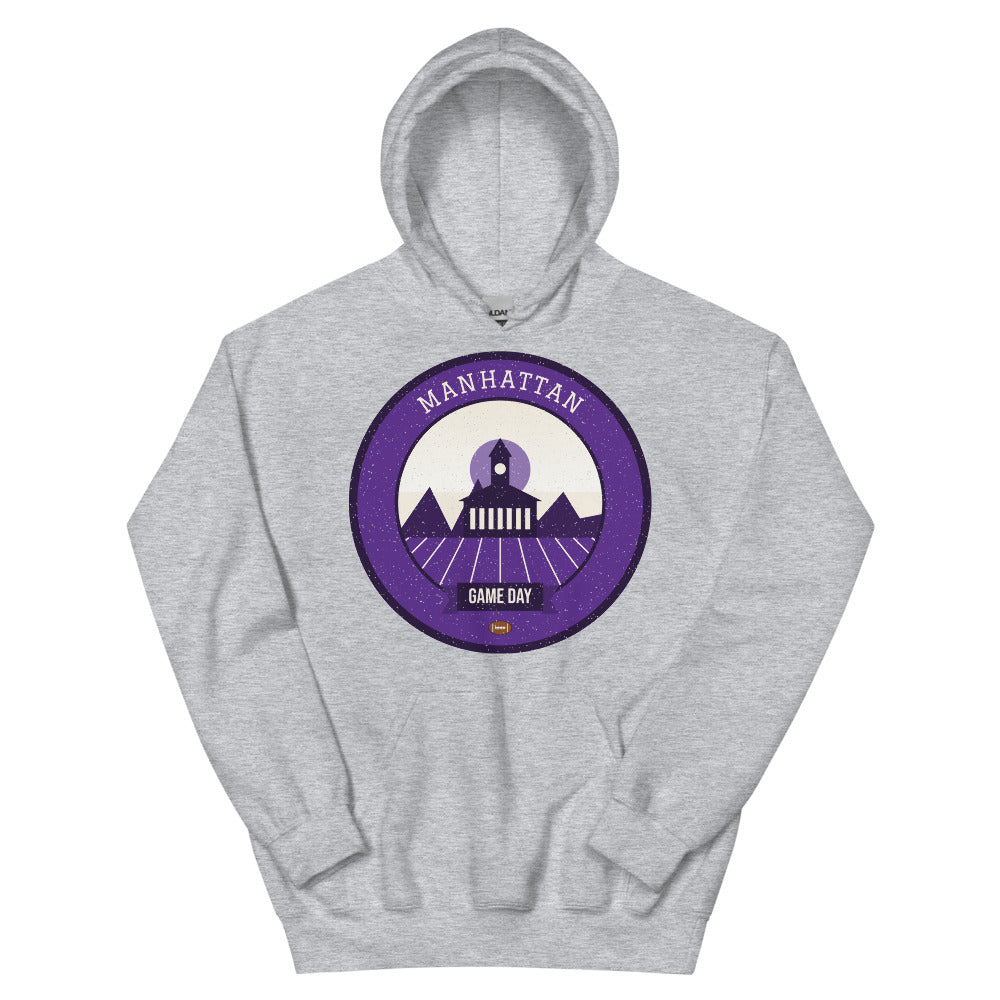 Purple Flint Hills Game Day Hoodie in sport grey, front