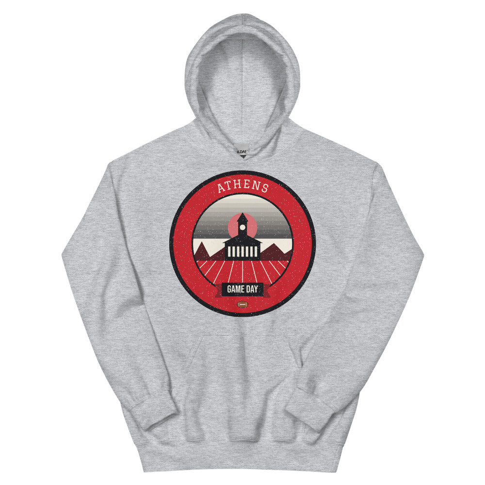 Red & Black Classic Town Game Day Hoodie in sport grey, front
