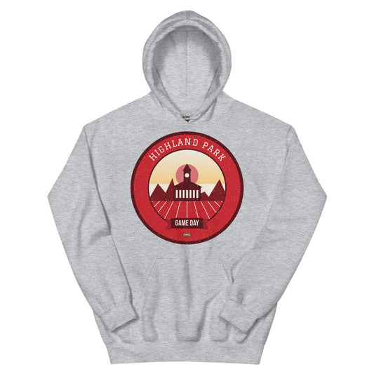 Red & Blue Highland Brick Game Day Hoodie in sport grey, front