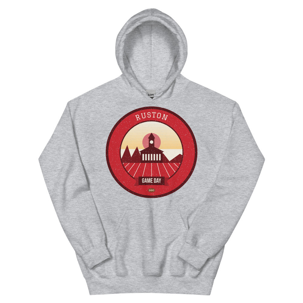 Red & Blue Piney Hills Game Day Hoodie in sport grey, front