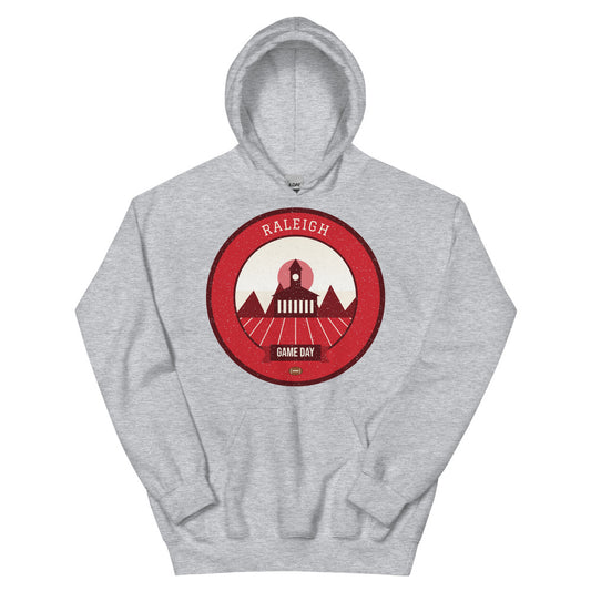 Red & White Bell Tower Game Day Hoodie in sport grey, front