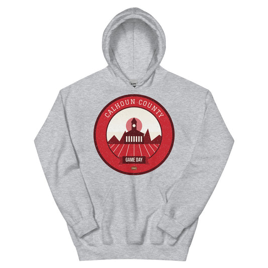 Red & White Foothills Game Day Hoodie in sport grey, front