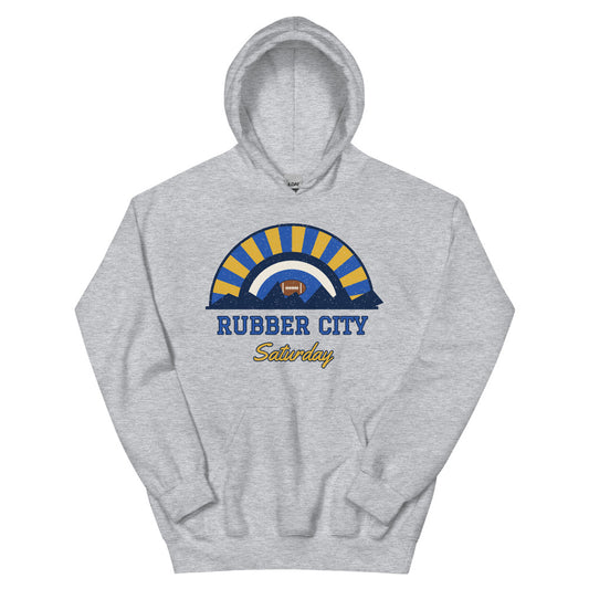 Rubber City Saturday Hoodie in sport grey, front