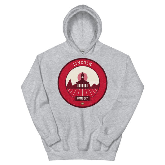 Scarlet & Cream Plains Game Day Hoodie in sport grey, front