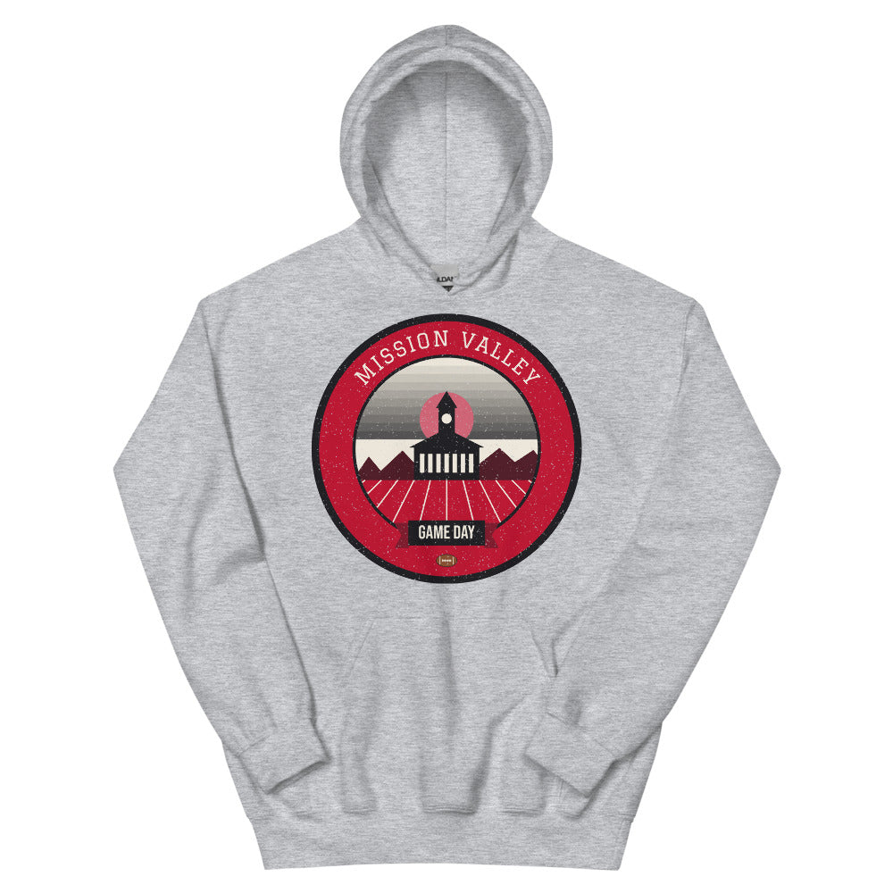 Scarlet Mission Valley Game Day Hoodie in sport grey, front