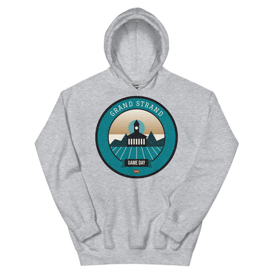 Teal & Bronze Pier Game Day Hoodie in sport grey, front