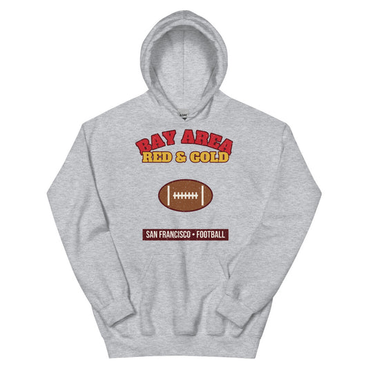 Bay Area Red & Gold Football Hoodie in sport grey, front