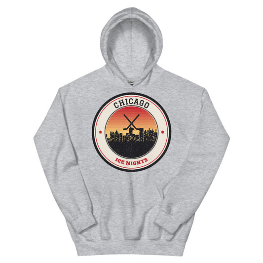 Chicago Ice Nights Hoodie in sport grey, front