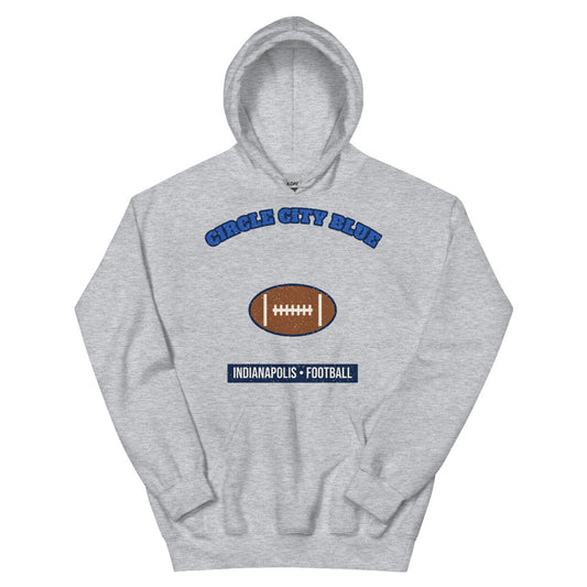 Circle City Blue Football Hoodie in sport grey, front
