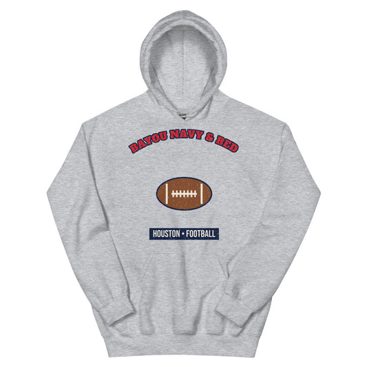 Bayou Navy & Red Football Hoodie in sport grey, front