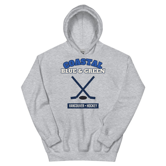 Coastal Blue & Green Hockey Hoodie in sport grey, front