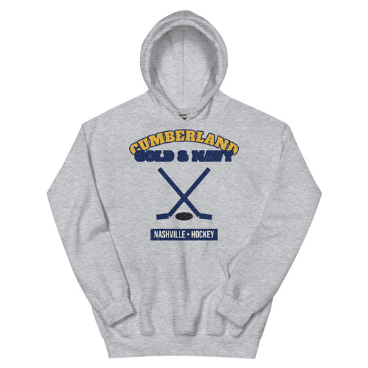 Cumberland Gold & Navy Hockey Hoodie in sport grey, front