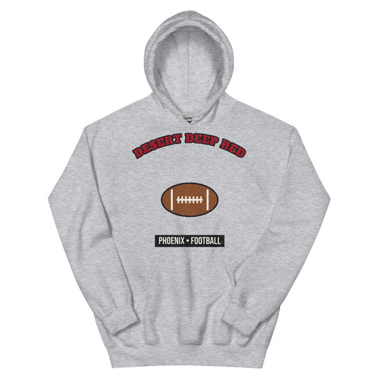 Desert Deep Red Football Hoodie in sport grey, front