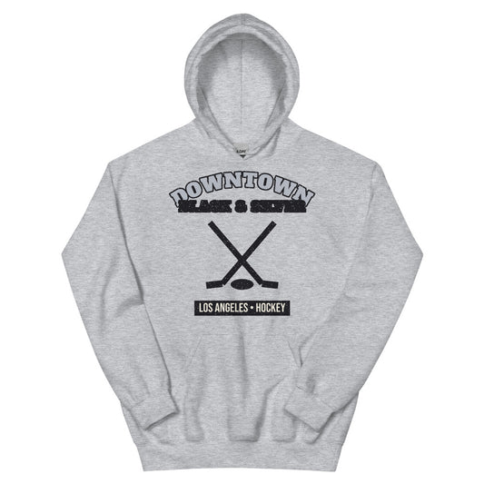 Downtown Black & Silver Hockey Hoodie in sport grey, front