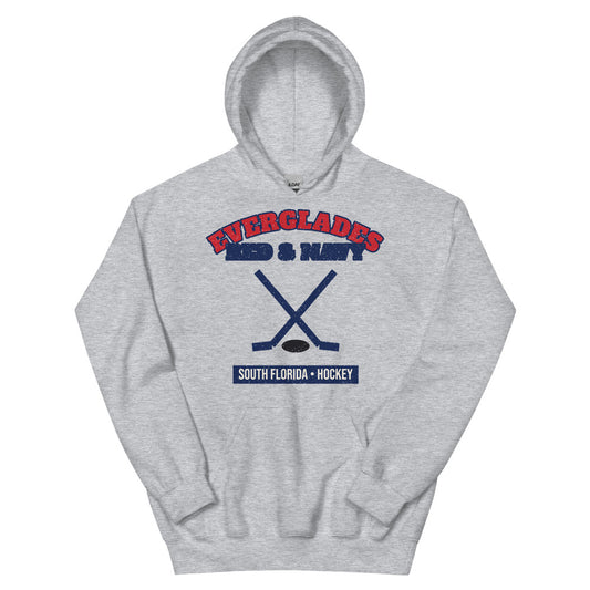 Everglades Red & Navy Hockey Hoodie in sport grey, front