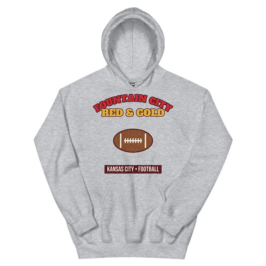 Fountain City Red & Gold Football Hoodie in sport grey, front
