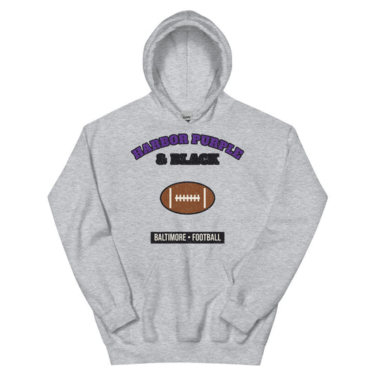 Harbor Purple & Black Football Hoodie in sport grey, front