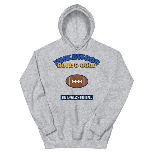 Inglewood Blue & Gold Football Hoodie in sport grey, front