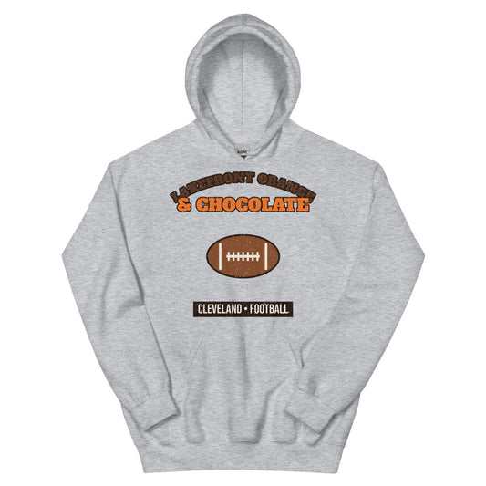 Lakefront Orange & Chocolate Football Hoodie in sport grey, front