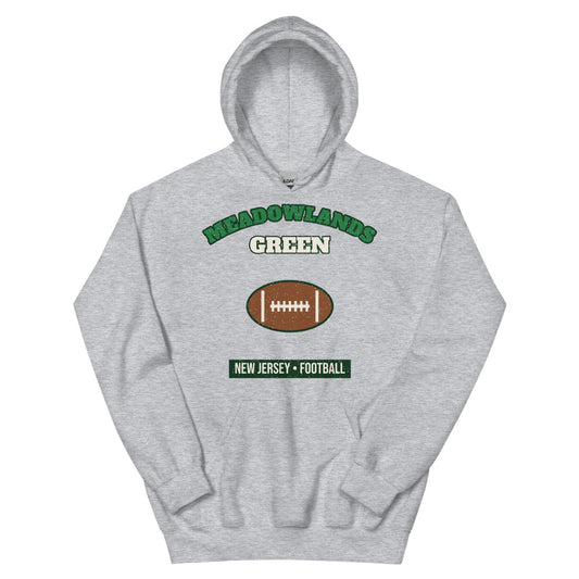 Meadowlands Green Football Hoodie in sport grey, front