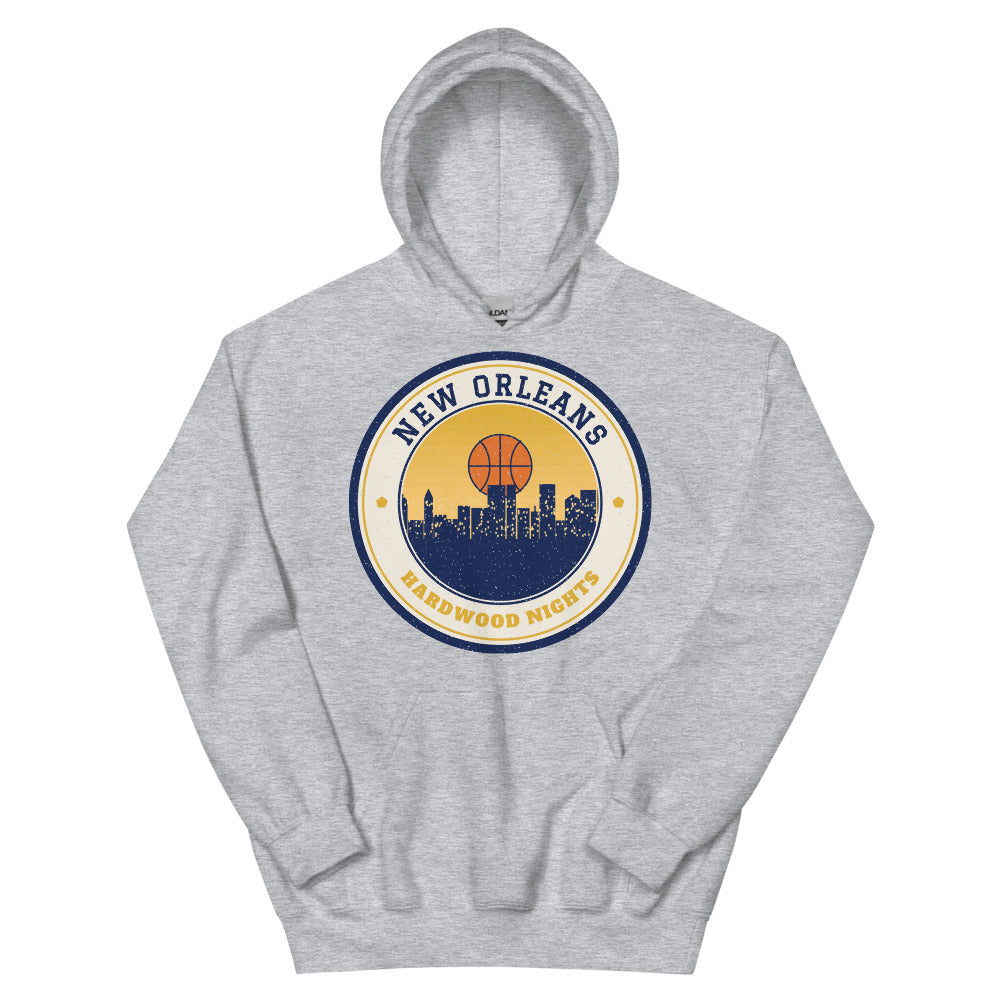 New Orleans Hardwood Nights Hoodie in sport grey, front