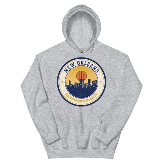 New Orleans Hardwood Nights Hoodie in sport grey, front