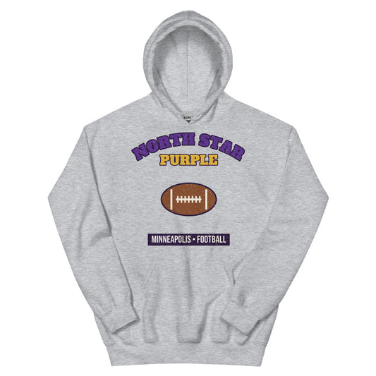 North Star Purple Football Hoodie in sport grey, front