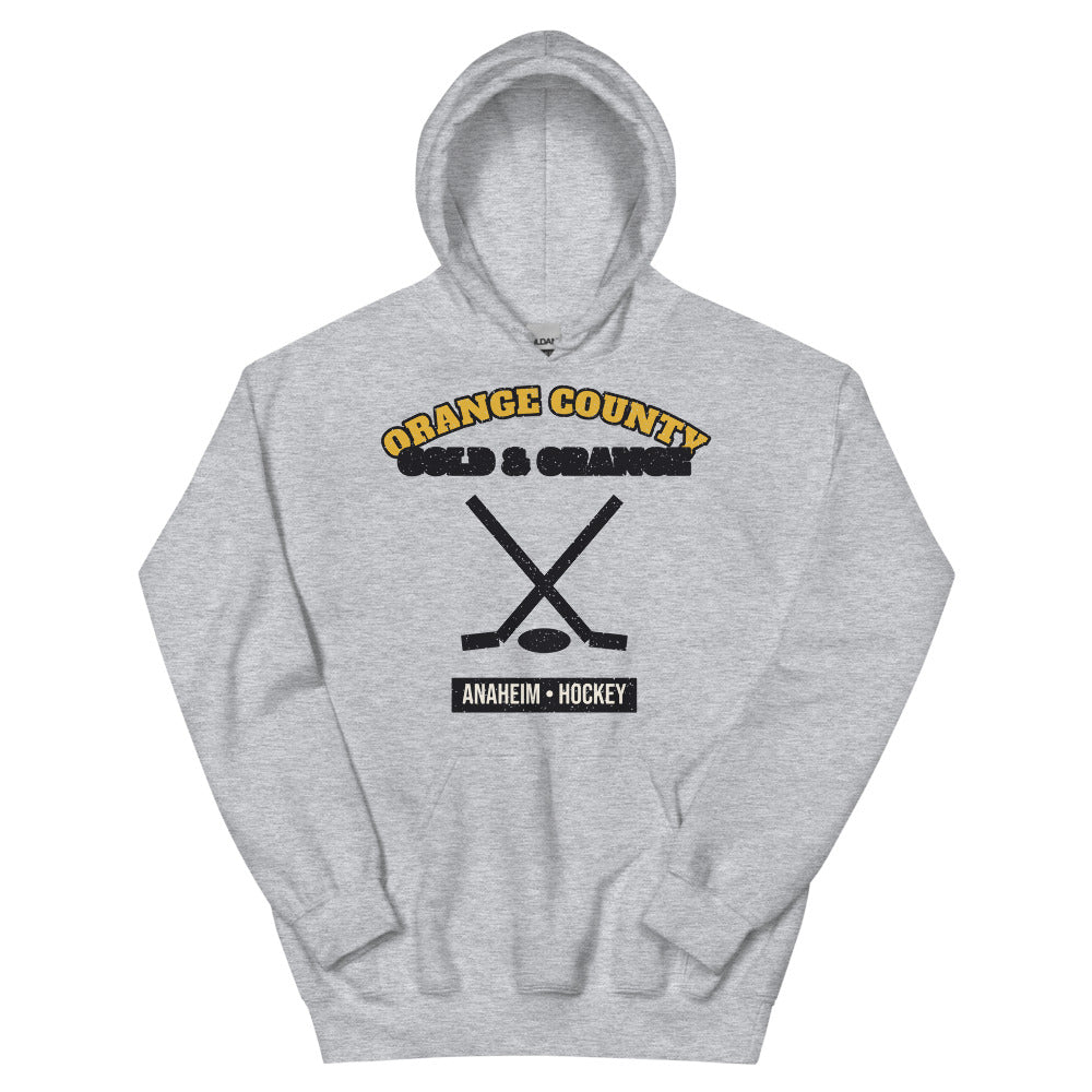 Orange County Gold & Orange Hockey Hoodie in sport grey, front