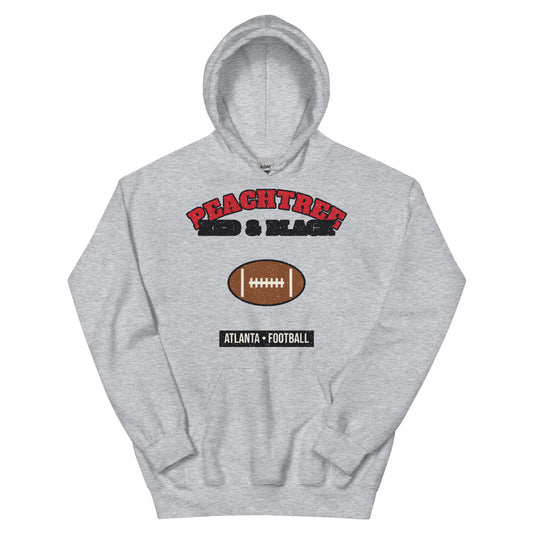 Peachtree Red & Black Football Hoodie in sport grey, front