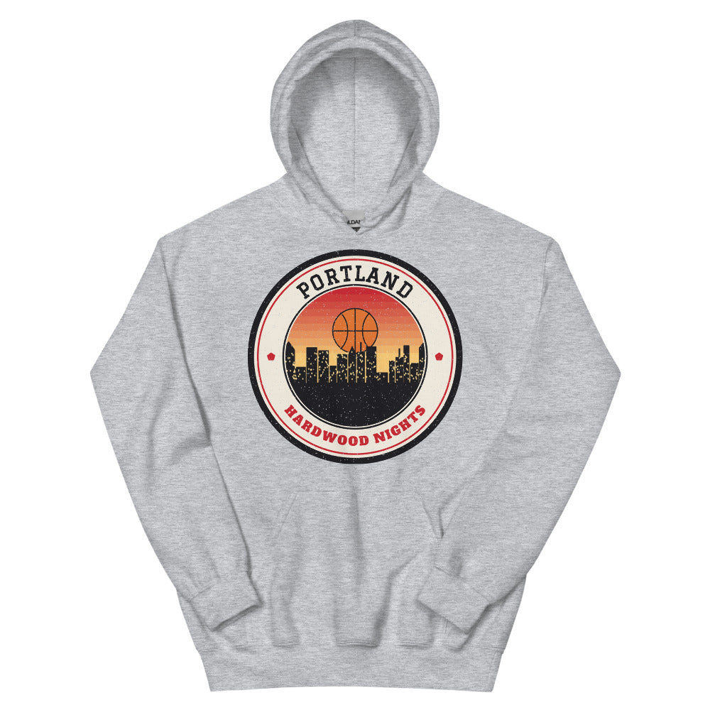 Portland Hardwood Nights Hoodie in sport grey, front