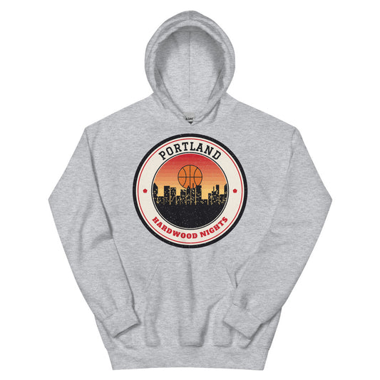 Portland Hardwood Nights Hoodie in sport grey, front
