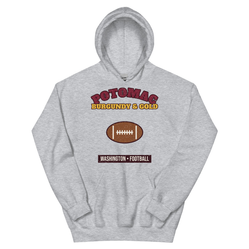 Potomac Burgundy & Gold Football Hoodie in sport grey, front