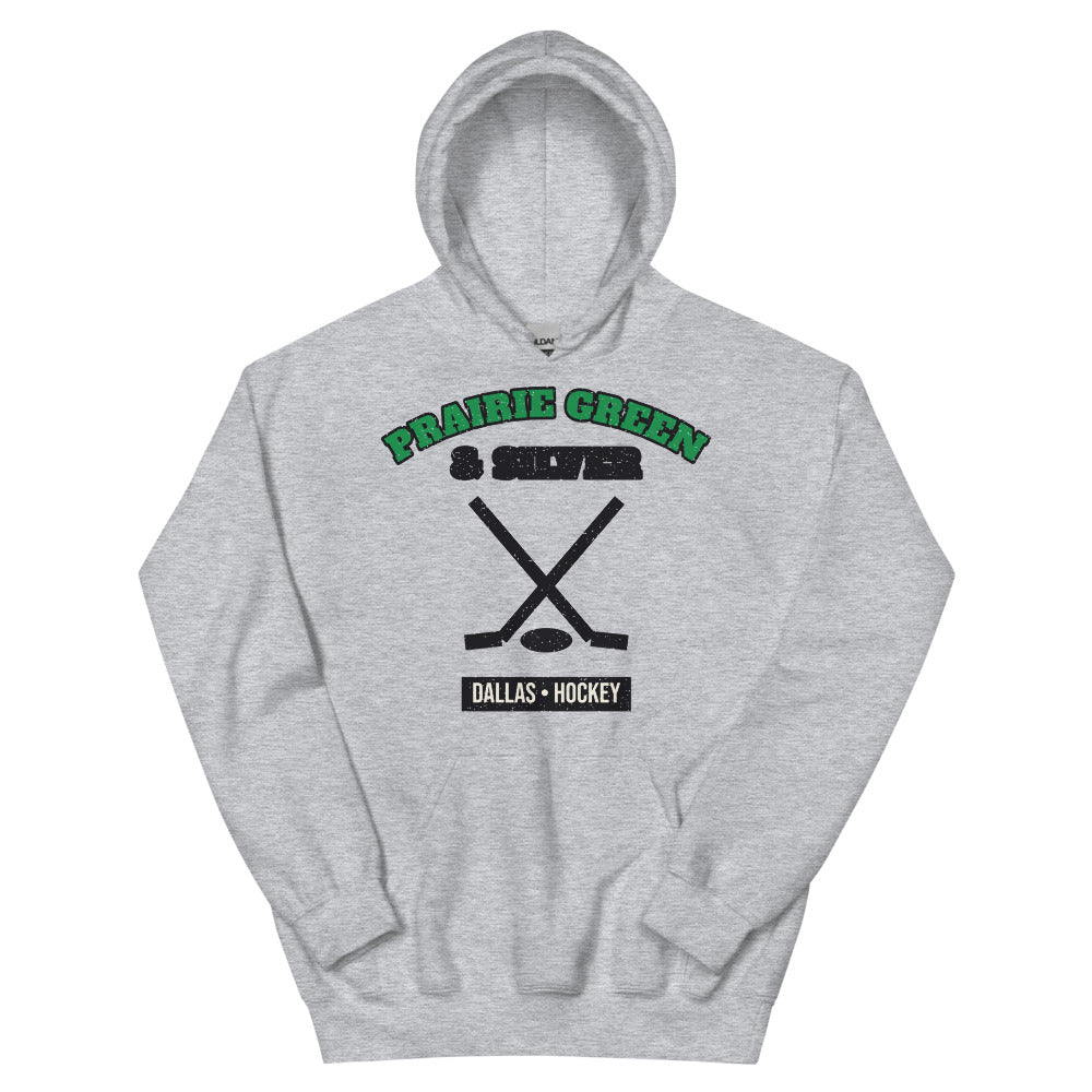 Prairie Green & Silver Hockey Hoodie in sport grey, front