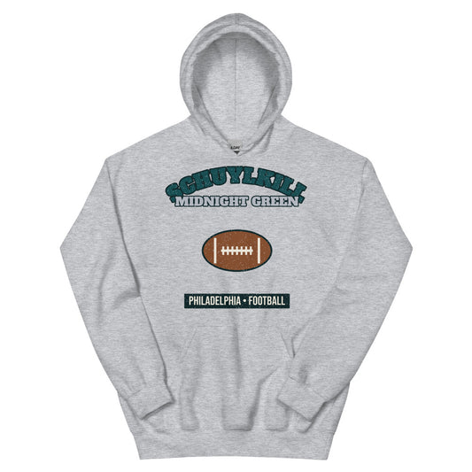 Schuylkill Midnight Green Football Hoodie in sport grey, front