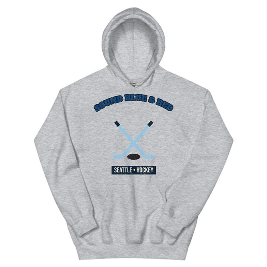 Sound Blue & Red Hockey Hoodie in sport grey, front