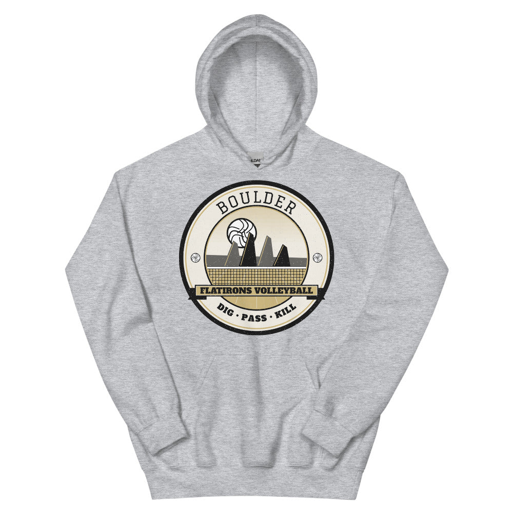 Boulder Flatirons Volleyball Hoodie in sport grey, front