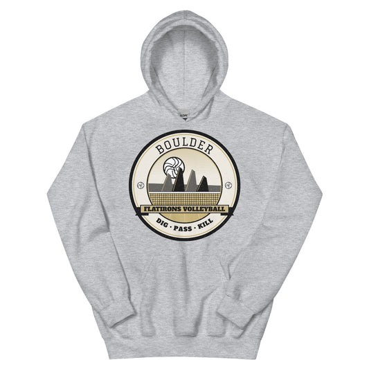 Boulder Flatirons Volleyball Hoodie in sport grey, front