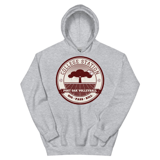 College Station Post Oak Volleyball Hoodie in sport grey, front