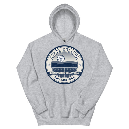 State College Ridge Valley Volleyball Hoodie in sport grey, front