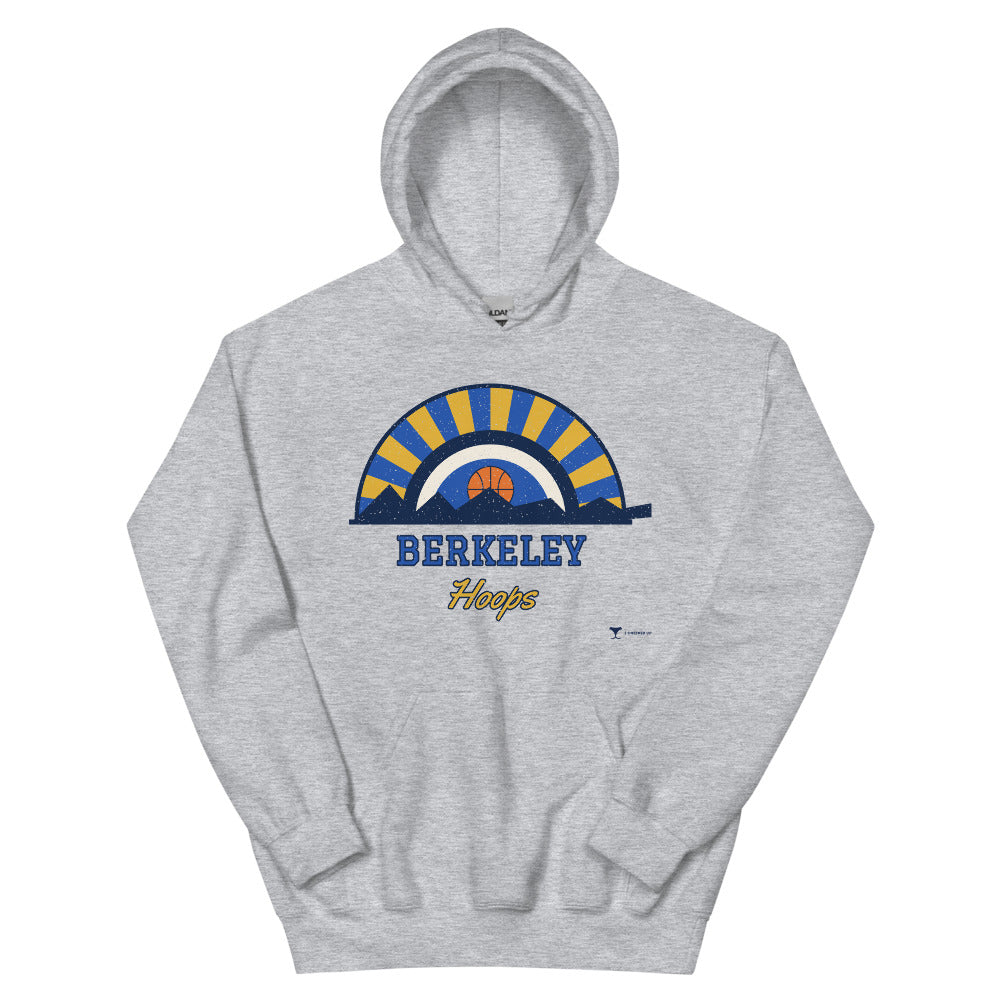 Berkeley Hoops Unisex Hoodie in sport grey, design printed on the front, front view