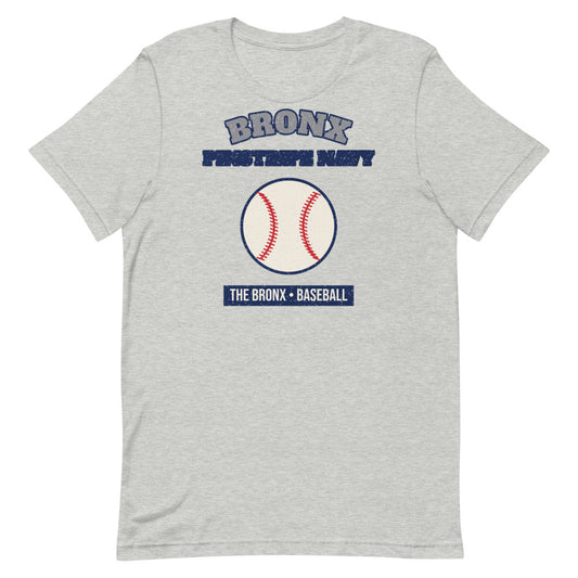 Bronx Pinstripe Navy Baseball Tee in athletic heather, front