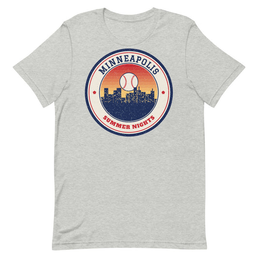 Minneapolis Summer Nights Ballpark Tee in athletic heather, front