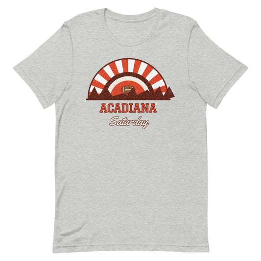 Acadiana Saturday Tee in athletic heather, front