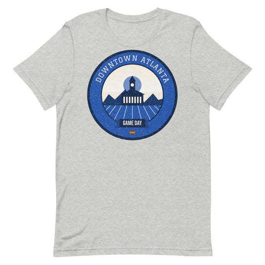 Blue & White Downtown Game Day Tee in athletic heather, front