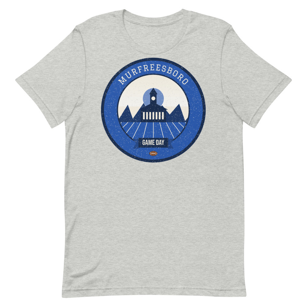 Blue & White Stones River Game Day Tee in athletic heather, front
