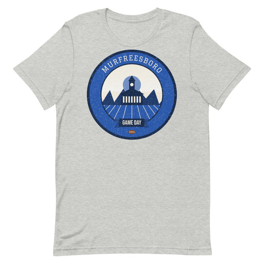 Blue & White Stones River Game Day Tee in athletic heather, front